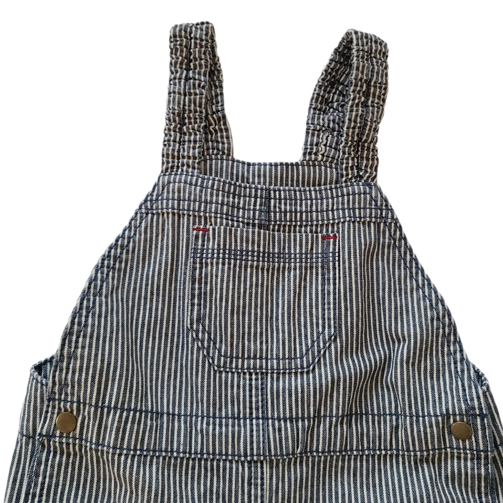 NWT Vintage Kids Denim Railroad Conductor Hickory Striped Dungaree Overalls - Picture 3 of 13